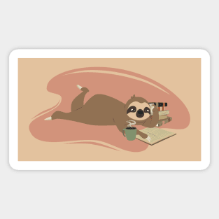 Sloth and books - Cute sloth reading Magnet